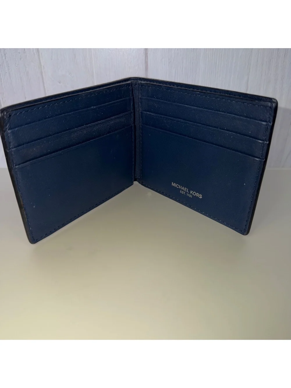 Michael Kors Navy Blue Leather Bifold Wallet Men’s